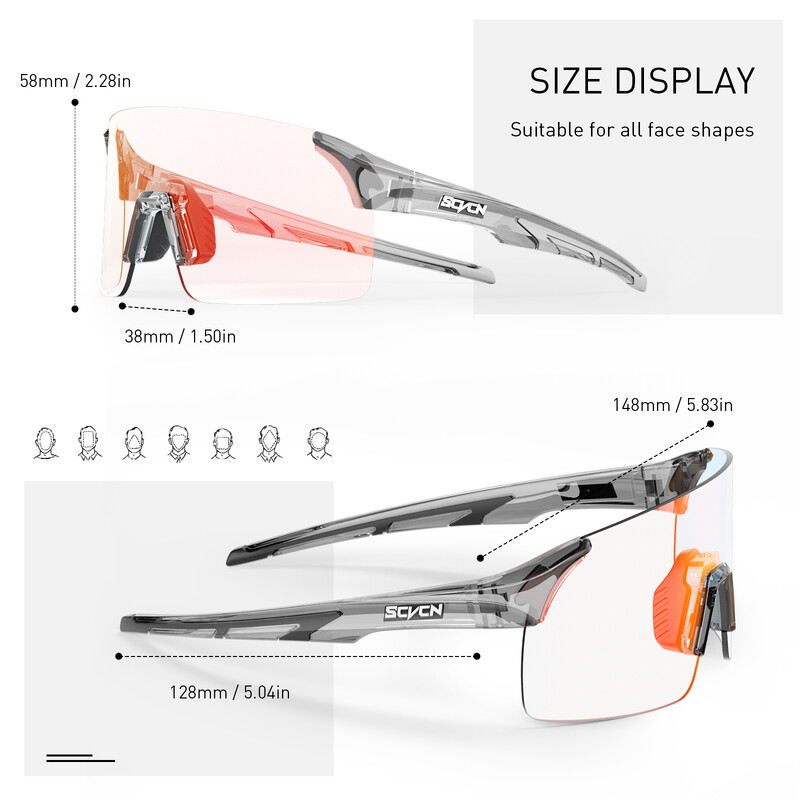 SCVCN Cycling φωτοχρωμικά γυαλιά ηλίου UV400 Γυαλιά MTB Man Sports Bicycle Γυαλιά ποδηλασίας για τρέξιμο εξωτερικού χώρου Γυαλιά ποδηλάτου πεζοπορίας για τρέξιμο