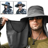 Ανδρικά καπέλα αντηλιακής προστασίας από την υπεριώδη ακτινοβολία Αντιηλιακή αφαιρούμενη μάσκα με κορδόνια καλύμματα φαρδύ γείσο Πτυσσόμενα Καπέλα ψαρέματος ορειβασίας για εξωτερικούς χώρους