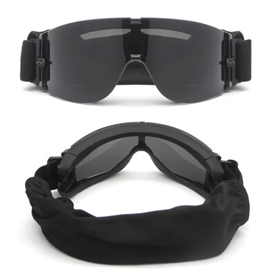 X800 Tactical 3 Lens Goggles Outdoor Windproof Airsoft Shooting Лов Очила за къмпинг Колоездене Очила за алпинизъм UV400