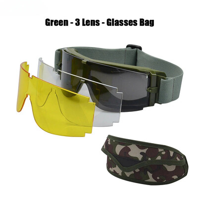 X800 Tactical 3 Lens Goggles Outdoor Αντιανεμικό Airsoft Shooting Κυνήγι Γυαλιά Κάμπινγκ Ποδηλασία Ορειβατικά Γυαλιά UV400