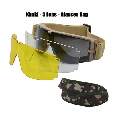 X800 Tactical 3 Lens Goggles Outdoor Αντιανεμικό Airsoft Shooting Κυνήγι Γυαλιά Κάμπινγκ Ποδηλασία Ορειβατικά Γυαλιά UV400