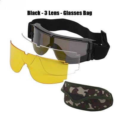 X800 Tactical 3 Lens Goggles Outdoor Αντιανεμικό Airsoft Shooting Κυνήγι Γυαλιά Κάμπινγκ Ποδηλασία Ορειβατικά Γυαλιά UV400