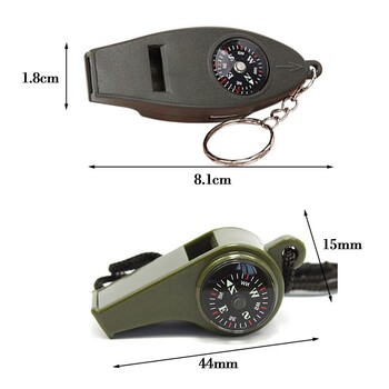 Мултифункционален 3 в 1/4 в 1 температурен мини компас, свирка, навигационен карабинер, къмпинг на открито, туризъм, инструмент за оцеляване, аксесоар