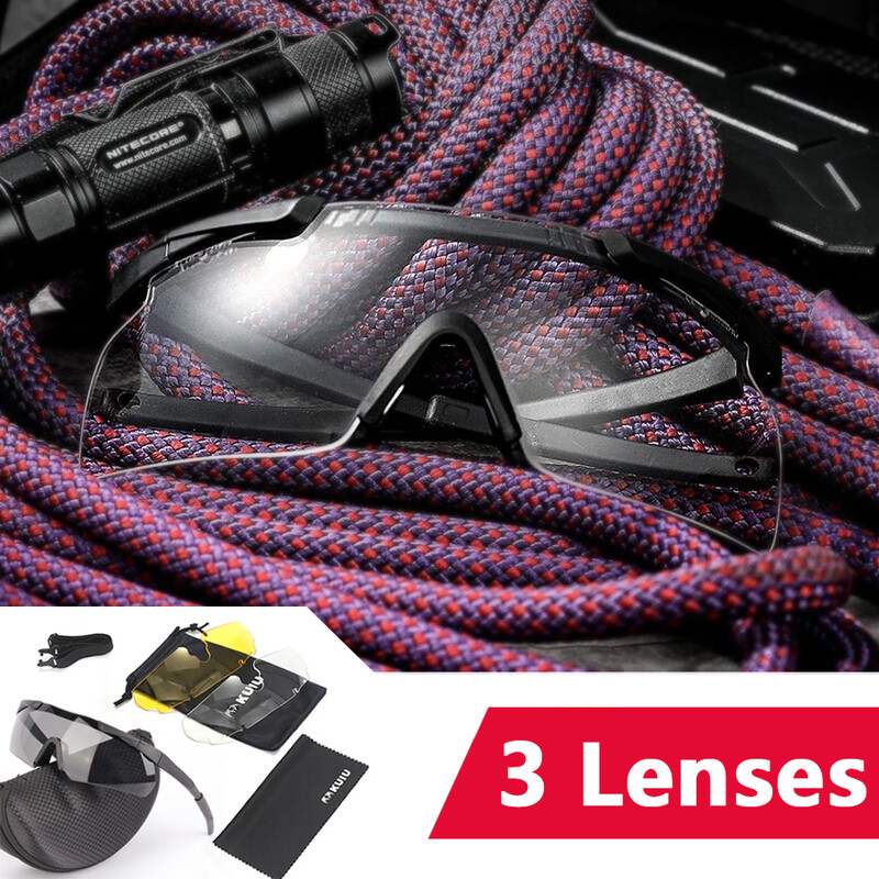 Set taktičkih naočala s 3 leće Otporne na vjetar Otporne na prašinu CS Vojne streljačke Sunčane naočale otporne na metke Motociklističke planinarske naočale