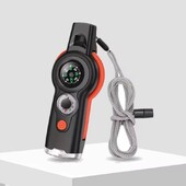 7 u 1 zviždaljka za preživljavanje na otvorenom, alati za hitne slučajeve, kampiranje, planinarenje, spašavanje, glasna zviždaljka, kompas, termometar, povećalo