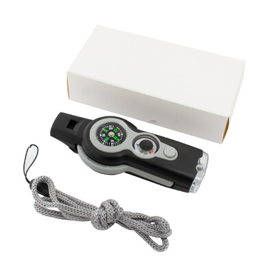 7 u 1 zviždaljka za preživljavanje na otvorenom, alati za hitne slučajeve, kampiranje, planinarenje, spašavanje, glasna zviždaljka, kompas, termometar, povećalo