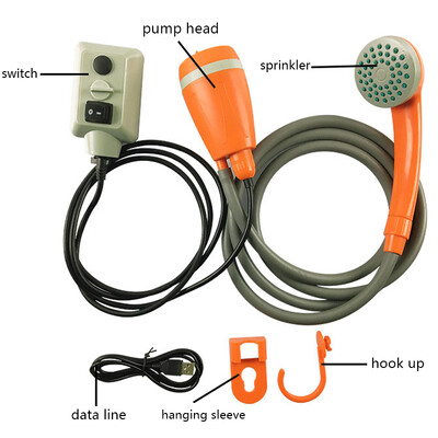 Κεφαλή ντουζιέρας Camping Usb Επαναφορτιζόμενη εξωτερική ταξιδιωτική ντουζιέρα Διακόπτης αντλίας κεφαλής πλυσίματος αυτοκινήτου Κήπος φυτό Πότισμα Προμήθειες πεζοπορίας