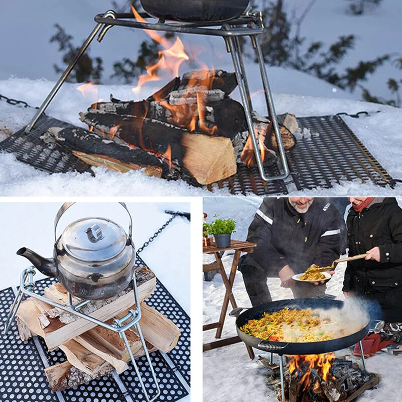 Vonkajší prenosný skladací gril, kempovanie a piknik, mini závesný držiak na hrnce, kempovanie, stojan na oheň, statív, kempingové potreby