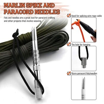 4 τμχ Marlin Spike με βελόνες για κορδόνια/fids για Paracord ή δερμάτινη εργασία Paracord FID Set Paracord βελόνες ραφής