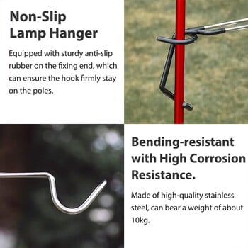 Από ανοξείδωτο ατσάλι ελαφριά βάση στήριξης γάντζοι Φορητό κοντάρι σκηνής κρεμάστρα λάμπα κυνηγιού Κρεμάστρα φαναριών ψαρέματος Εργαλεία υπαίθριου κάμπινγκ