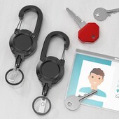 Zaťahovacia karabína na kľúčenku, odolná karabína na kľúčenku s oceľovým lanom, ľahká prenosná identifikačná karta pre ťažké...