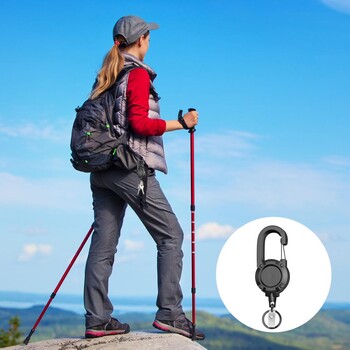 Πτυσσόμενο μπρελόκ Carabiner Clip Ανθεκτικό μπρελόκ καραμπίνερ με ατσάλινο συρματόσχοινο Ελαφρύ φορητό Id για Heavy