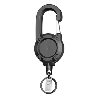 Zaťahovacia karabína na kľúčenku, odolná karabína na kľúčenku s oceľovým lanom, ľahká prenosná identifikačná karta pre ťažké...