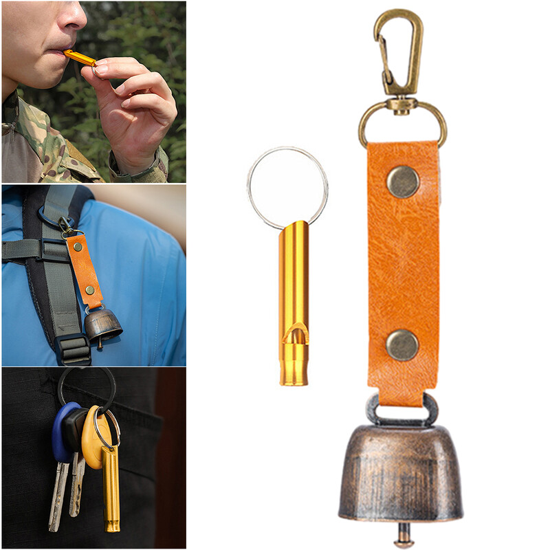 Силно звънче на мечка с комплект аварийна свирка с магнитен заглушител Звънец за отблъскване на мечки Висящо звънче на мечка за средство за възпиране на мечки