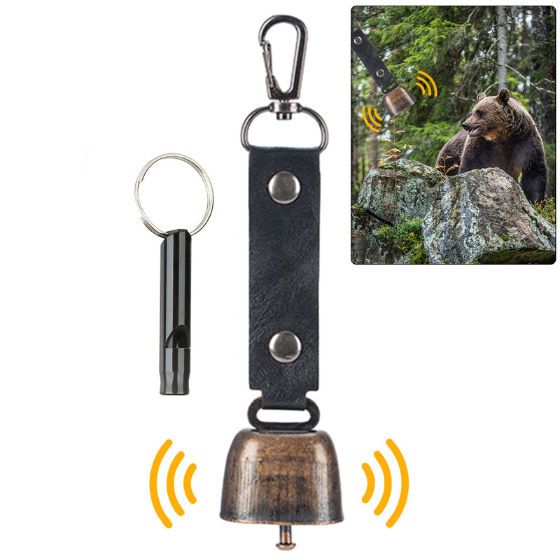 Силно звънче на мечка с комплект аварийна свирка с магнитен заглушител Звънец за отблъскване на мечки Висящо звънче на мечка за средство за възпиране на мечки
