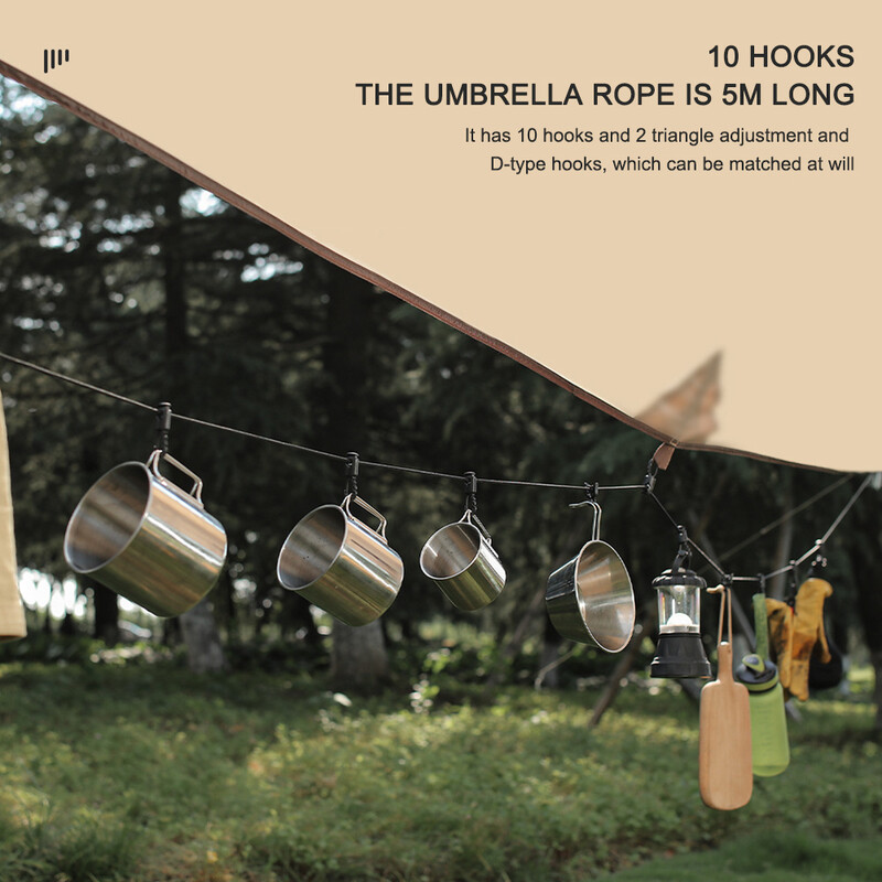 Υπαίθριο κάμπινγκ 4,3m Σχοινί κρεμαστού αξεσουάρ κάμπινγκ πολλαπλών χρήσεων Ρυθμιζόμενο αντιολισθητικό σχοινί με κουβούκλιο