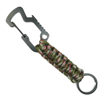 Paracord privjesak za ključeve Vojni pleteni paracord privjesak za ključeve Vanjski višenamjenski čvor za hitne slučajeve Otvarač za boce Alat za šesterokutni ključ