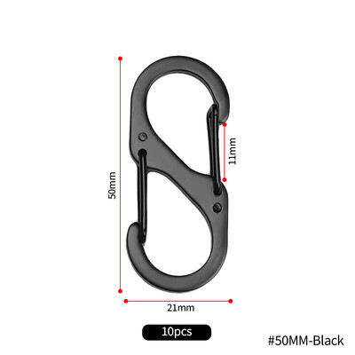 10 komada karabinera tipa S od nehrđajućeg čelika s bravom Mini privjesak kuka protiv krađe ruksak za kampiranje na otvorenom Kopča Alat za zaključavanje ključeva