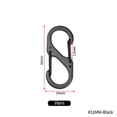 10 komada karabinera tipa S od nehrđajućeg čelika s bravom Mini privjesak kuka protiv krađe ruksak za kampiranje na otvorenom Kopča Alat za zaključavanje ključeva