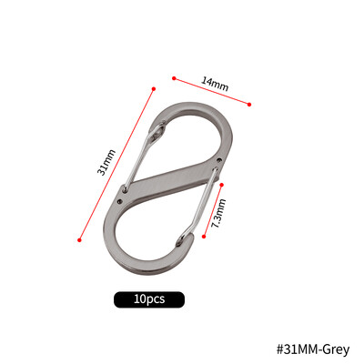 10 komada karabinera tipa S od nehrđajućeg čelika s bravom Mini privjesak kuka protiv krađe ruksak za kampiranje na otvorenom Kopča Alat za zaključavanje ključeva