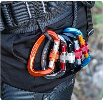 Πόρπη D-Shape Carabiner Rock Climbing 25kN Κλειδαριά ασφαλείας με βίδα με ελατήριο Κιτ ορειβασίας αλουμινίου για εξωτερική πύλη