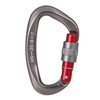 Karabiner za penjanje po stijenama Kopča u obliku slova D Sigurnosna brava s vijkom od 25 kN Vrata s oprugom Opterećena aluminijska oprema za planinarenje na otvorenom