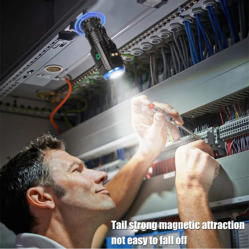 Galingas mini LED žibintuvėlis, aliuminio kišeninis žibintuvėlis, įkraunamas vandeniui atsparus žygio šviestuvas su rašiklio spaustuku ir uodegos magnetu