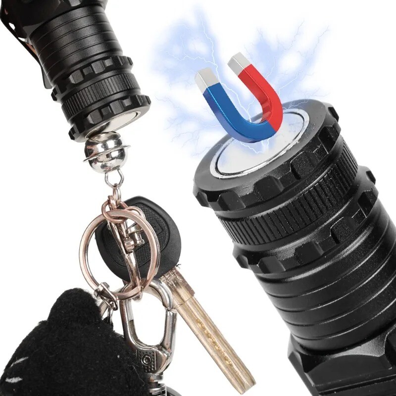 Galingas mini LED žibintuvėlis, aliuminio kišeninis žibintuvėlis, įkraunamas vandeniui atsparus žygio šviestuvas su rašiklio spaustuku ir uodegos magnetu