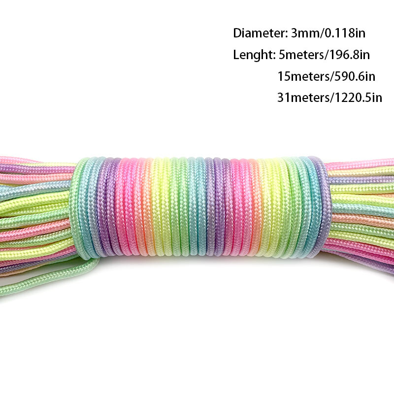 Κάμπινγκ 31 μέτρα διαμέτρου 2mm /3mm /4mm Σχοινί ουράνιου τόξου 7 σκέλη σχοινί αλεξίπτωτου Βραχιόλι με σχοινί αλεξίπτωτου εξοπλισμού αναρρίχησης επιβίωσης