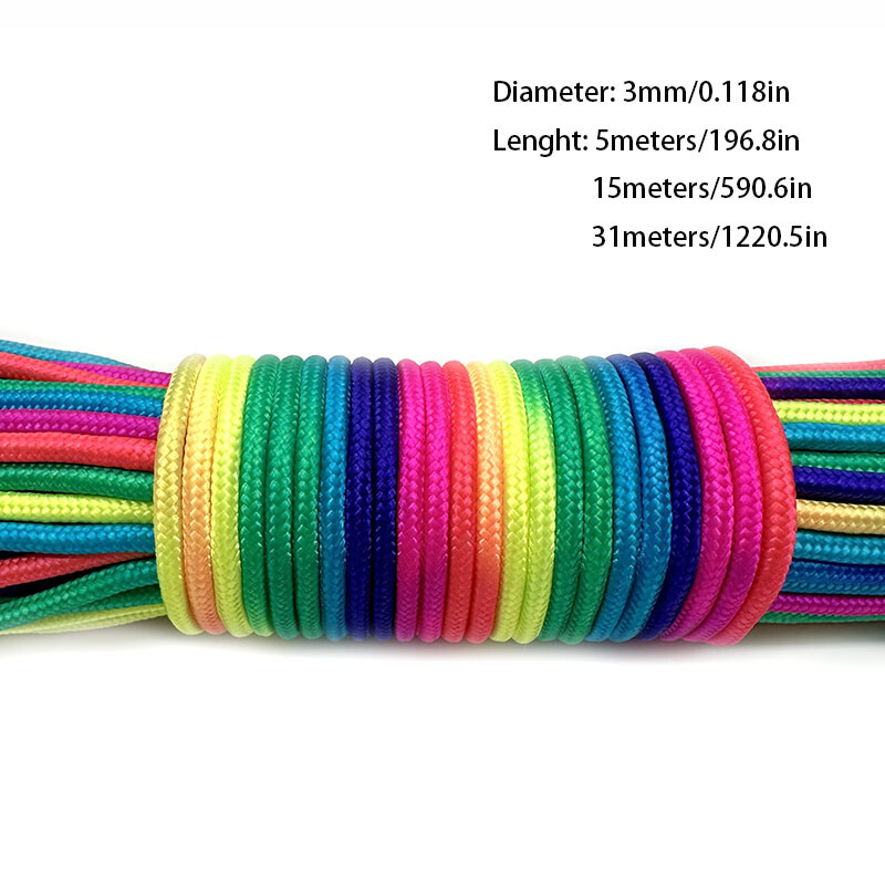 Κάμπινγκ 31 μέτρα διαμέτρου 2mm /3mm /4mm Σχοινί ουράνιου τόξου 7 σκέλη σχοινί αλεξίπτωτου Βραχιόλι με σχοινί αλεξίπτωτου εξοπλισμού αναρρίχησης επιβίωσης