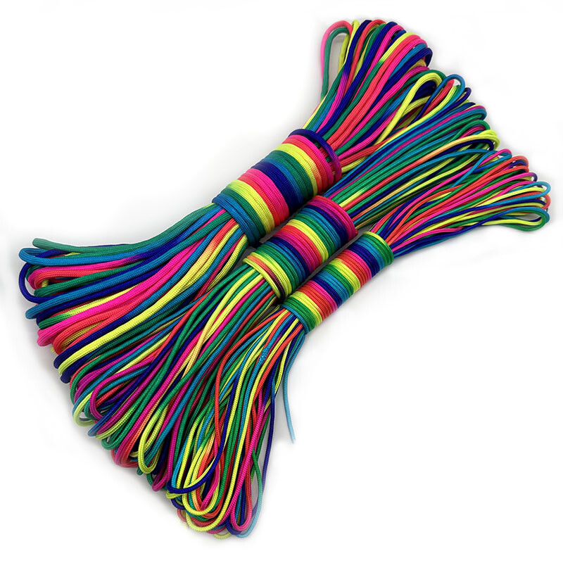 Κάμπινγκ 31 μέτρα διαμέτρου 2mm /3mm /4mm Σχοινί ουράνιου τόξου 7 σκέλη σχοινί αλεξίπτωτου Βραχιόλι με σχοινί αλεξίπτωτου εξοπλισμού αναρρίχησης επιβίωσης