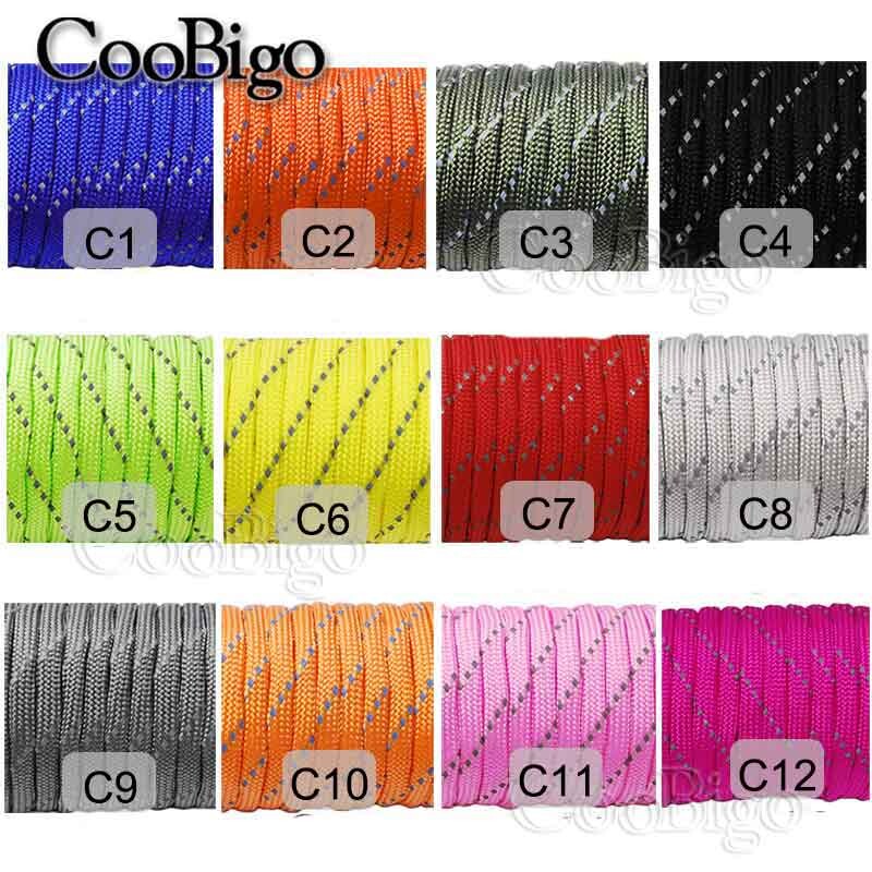 20ft-328ft Reflective Paracord Rope Dia.4mm for Survival Cord Lanyard Camping Αναρρίχηση Κάμπινγκ Σχοινάκι πεζοπορίας