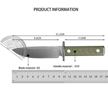 0006 Protable Fixed Hunting Knife D2 Blade G10 Handles Hunting Tactical Knives Camping Utility EDC Multitool with Kydex Sheath