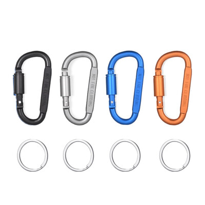 Set de 4 bucăți carabiniere pentru chei camping supraviețuire EDC în aer liber breloc clip din aliaj de aluminiu carabiner tactic cârlig carabineri