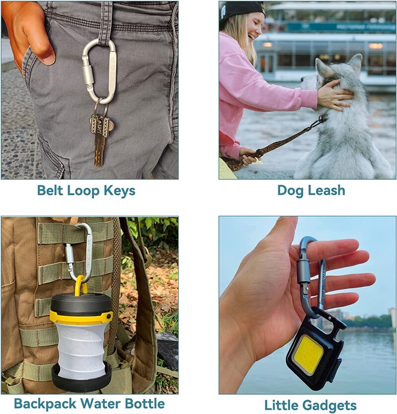 Set de 4 bucăți carabiniere pentru chei camping supraviețuire EDC în aer liber breloc clip din aliaj de aluminiu carabiner tactic cârlig carabineri