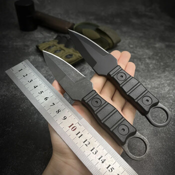 Black Thorn Stone Wash Single Edge/Z/V, Нож за оцеляване с висока твърдост Преносим тактически нож за къмпинг Мултифункционален нож с пръстен