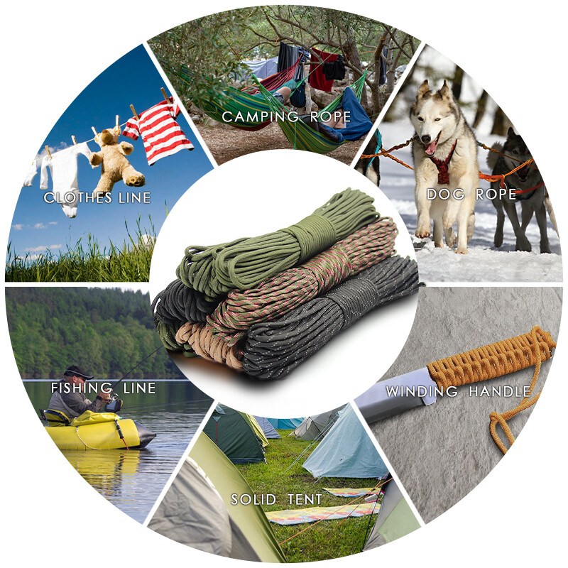 100FT 50FT Διάμετρος 4 χιλιοστών 7 πυρήνες βάσης Paracord for Survival Αλεξίπτωτο Κορδόνι Κορδόνι Κάμπινγκ Αναρρίχηση Κάμπινγκ Σχοινάκι Πεζοπορίας Ρούχα