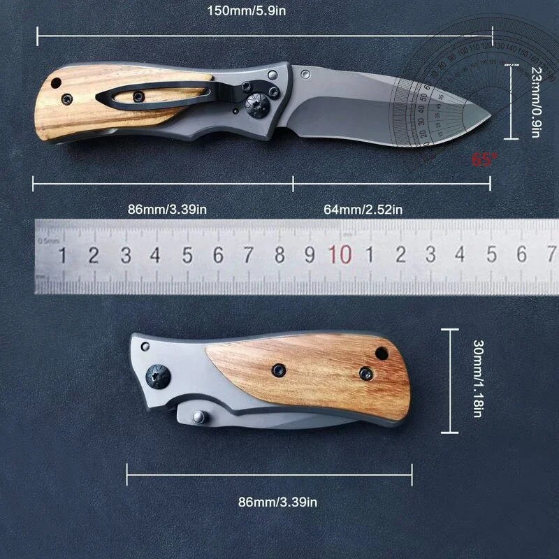 1 tk, roostevabast terasest puidust käepidemega nuga, suure kõvadusega tasku, mida on lihtne kaasas kanda, spetsiaalselt matkamiseks mõeldud välimatkamiseks