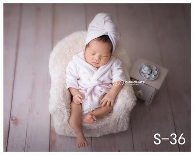 Στολές για νεογέννητη φωτογράφιση Αξεσουάρ Casual μονόχρωμο μπουρνούζι και τουρμπάνι 2 τμχ/σετ στο σπίτι Baby Photoshoot Στολή