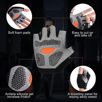 Weightlifti Gym Gloves Fitness Training Fingerless Άνδρες Γυναίκες Bodybuilding Άσκηση Αθλητικά Γάντια Ποδηλασία Αντιολισθητική Αναπνοή