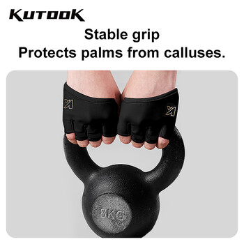 KUTOOK Gym Fitness Half Finger Gloves Men Women for Crossfit Workout Glove Power Weight Lifting Bodybuilding Hand Protector