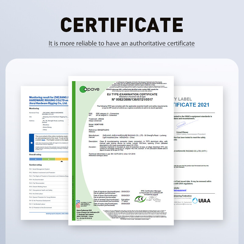 CLIWIZ SGM7118 Curbat D-Dreaptă UIAA Certificat CE Carabinier pentru alpinism 23kN 7075 Carabinier din aluminiu Cârlig de siguranță pentru alpinism