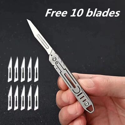 Rozsdamentes acél segédkés, gyorsan nyitható, hordozható éles gyümölcsös összecsukható kés mini kulcstartó medál szétszedő gyorsszerszám