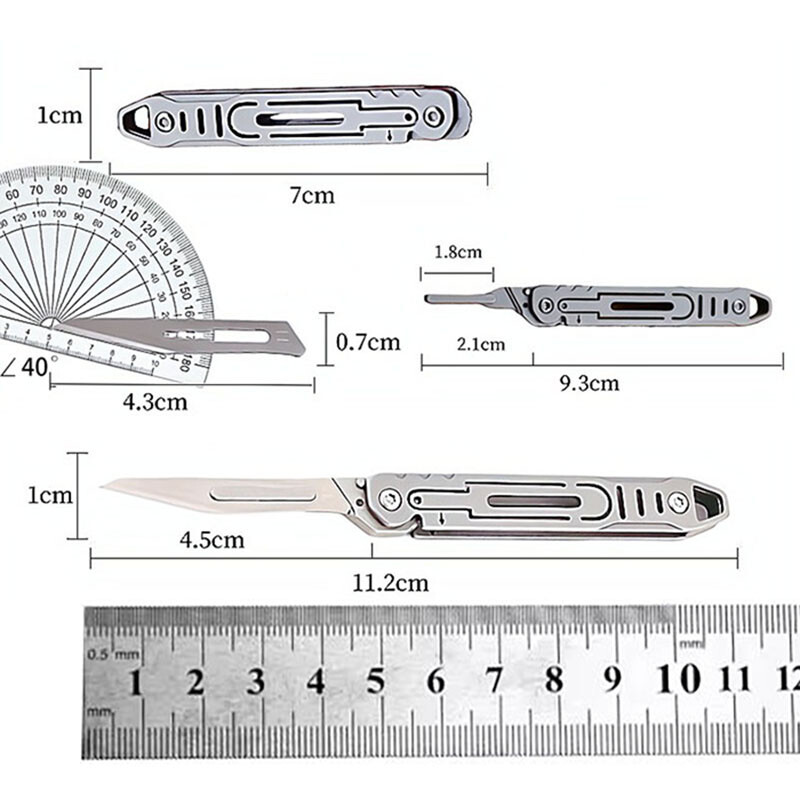 Rozsdamentes acél segédkés, gyorsan nyitható, hordozható éles gyümölcsös összecsukható kés mini kulcstartó medál szétszedő gyorsszerszám