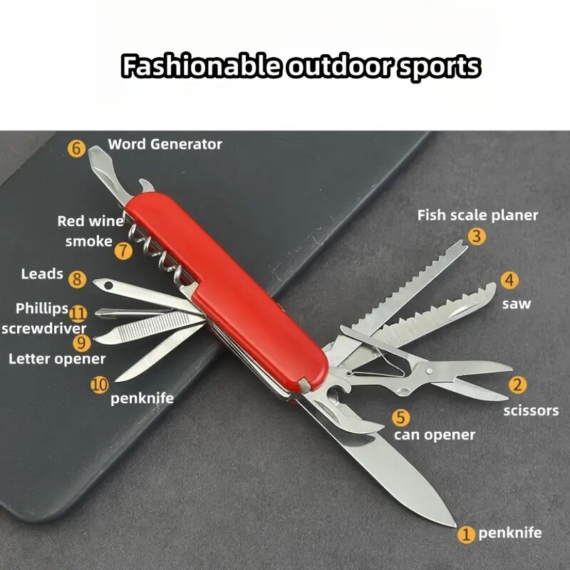 11 Otvoreni višenamjenski kombinirani alat Švicarski nož Sklopivi nož Alat za vanjske radove Poklon nož od nehrđajućeg čelika