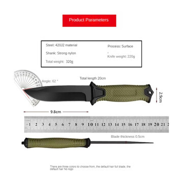 Νέο Εξωτερικό Tactical Sawtooth Straight Knife, Φορητό EDC Camping Survival Knife, 440C Steel Self-Defense Survival Rescue Knife