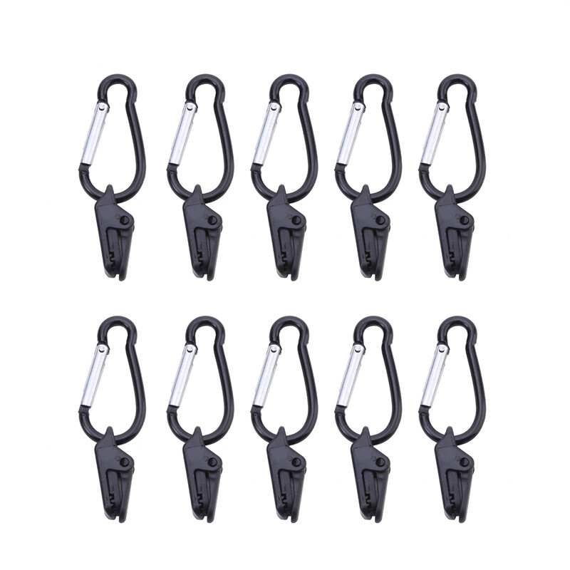 10 бр. Преносима тента за палатка Фиксираща скоба Дръжка с карабинерна кука Ветроустойчив брезент Пластмасово вятърно въже за къмпинг на открито