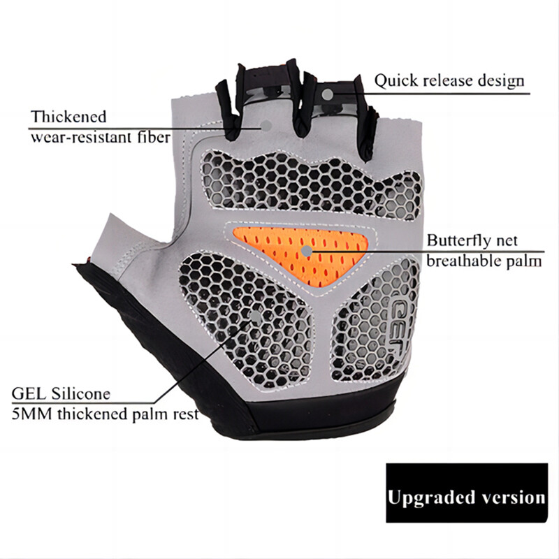 Αναπνεύσιμα αντιολισθητικά γάντια ποδηλασίας μισού δακτύλου για άνδρες και γυναίκες, Γάντια γυμναστικής, γυμναστική, αθλητισμός, προπόνηση