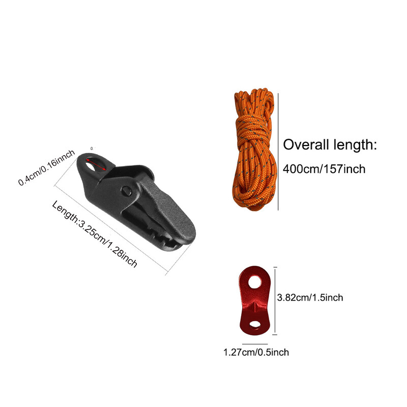 10 τμχ Σφιγκτήρας τέντας Κλιπ μουσαμάς Κρεμάστρες με κουμπωτά Σκηνή Κάμπινγκ Survival Σφίξτε γάντζος λαβής με κλιπ μουσαμά Περιλαμβάνει 4 τεμ.