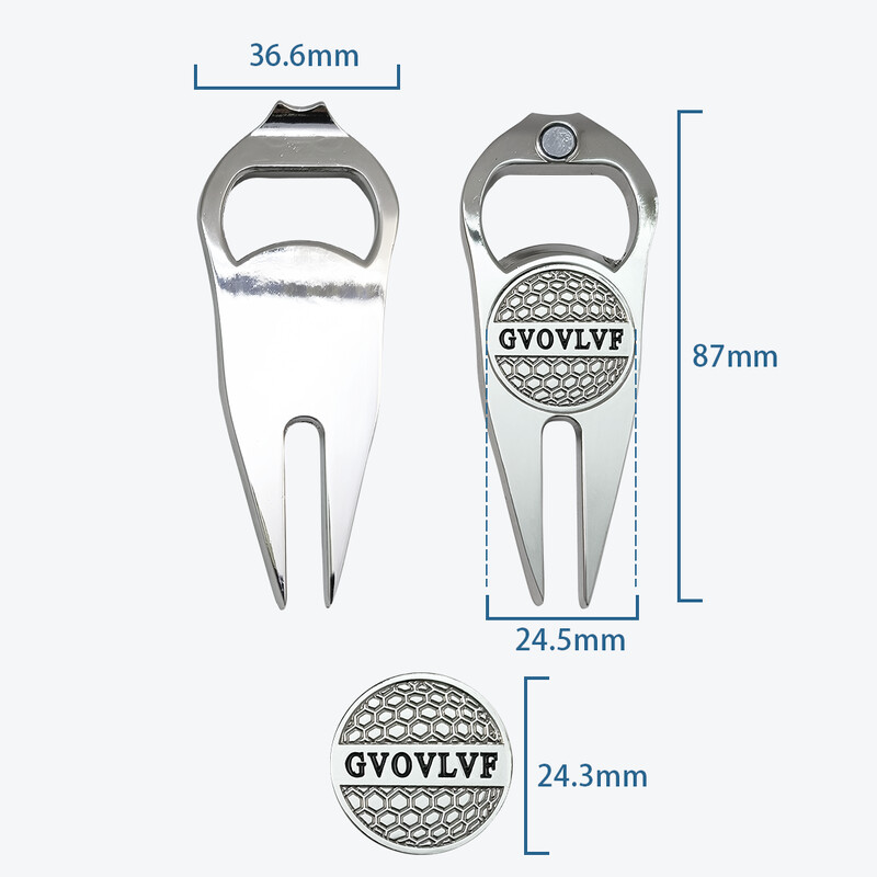 GVOVLVF Πολυλειτουργικό εργαλείο επισκευής Golf Divot Pitchfork Pitchfork που τοποθετεί ανοξείδωτο ατσάλι Βοηθήματα εκπαίδευσης για προπόνηση Pitch Ανθεκτικό